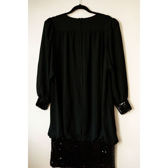 Vintage Chez tandy black longsleeve sequin dress cocktail party event XL NYE - Picture 2 of 5